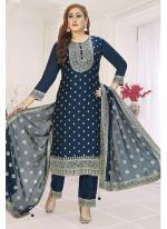 Vichitra  Navy Blue Festival Wear Embroidery Work Readymade Suit